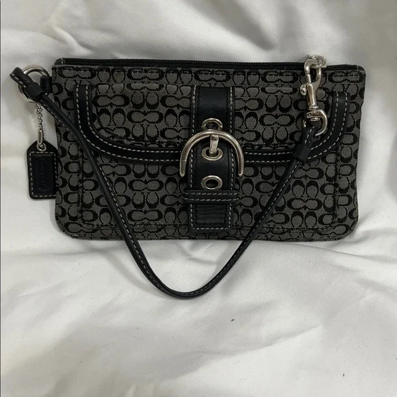 Coach Black and Gray Patterned Wristlet - Picture 2 of 2